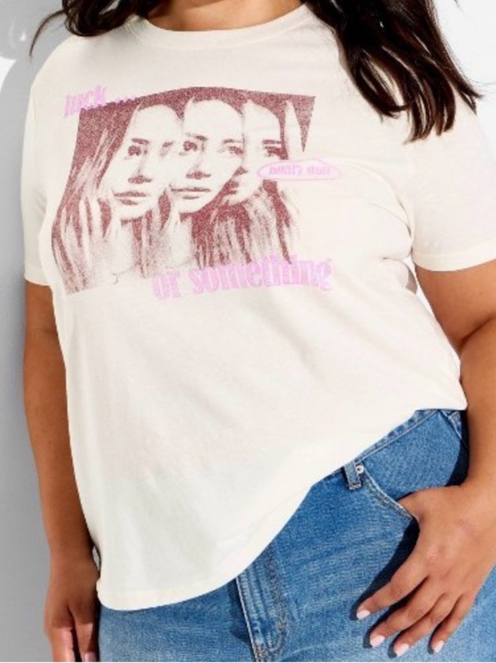 Hilary Duff Graphic T-Shirt White Cream Pink Size 2X